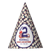 Born 2 Baseball | スポーツテーマの男の子の2歳の誕生日 パーティーハット (正面)