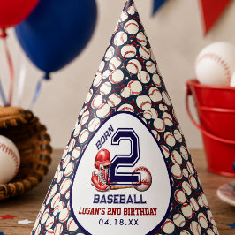 Born 2 Baseball | スポーツテーマの男の子の2歳の誕生日 パーティーハット