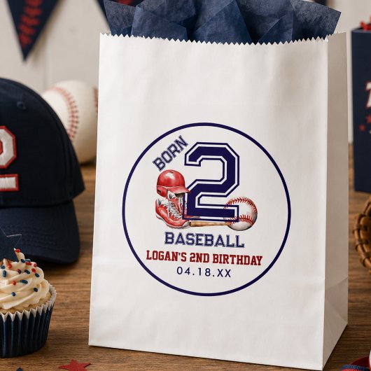 Born 2 Baseball | スポーツテーマの男の子の2歳の誕生日 フェイバーバッグ