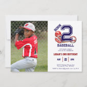Born 2 Baseball | スポーツテーマの男の子の2歳の誕生日 招待状 (正面)