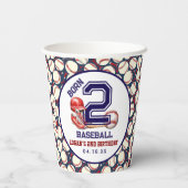 Born 2 Baseball | スポーツテーマの男の子の2歳の誕生日 紙コップ (裏面)