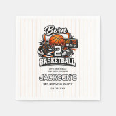 Born 2 Basketball | Sports Themed 2nd Birthday スタンダードカクテルナプキン (正面)