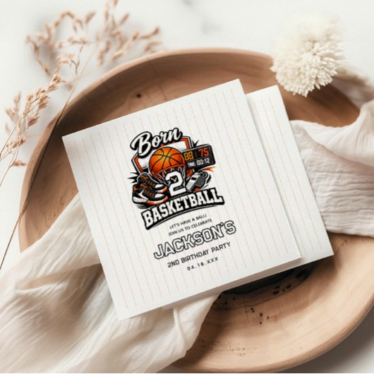 Born 2 Basketball | Sports Themed 2nd Birthday スタンダードカクテルナプキン