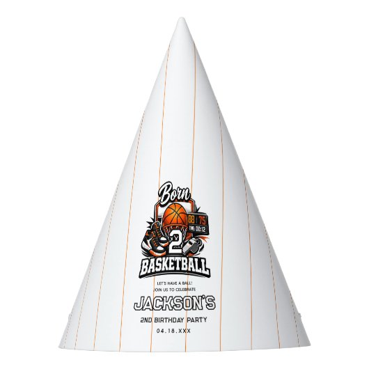 Born 2 Basketball | Sports Themed 2nd Birthday パーティーハット (正面)