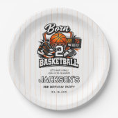 Born 2 Basketball | Sports Themed 2nd Birthday ペーパープレート (正面)