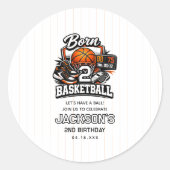 Born 2 Basketball | Sports Themed 2nd Birthday ラウンドシール (正面)