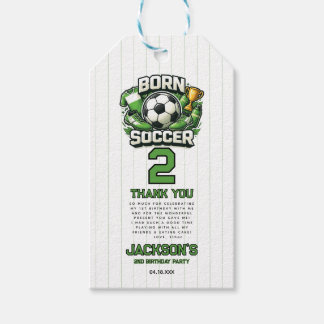 Born 2 Soccer Sports Themed Boy 2nd Birthday Party ギフトタグ