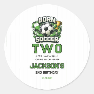 Born 2 Soccer Sports Themed Boy 2nd Birthday Party ラウンドシール