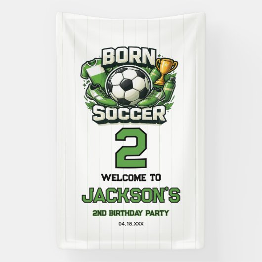 Born 2 Soccer Sports Themed Boy 2nd Birthday Party 横断幕 (縦)
