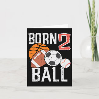 Born Basketball Football 2nd Birthday Toddler Boy  カード