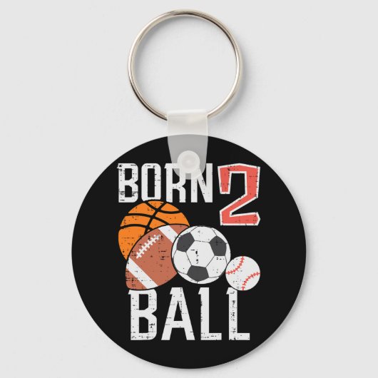 Born Basketball Football 2nd Birthday Toddler Boy  キーホルダー (正面)