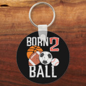 Born Basketball Football 2nd Birthday Toddler Boy  キーホルダー (正面)