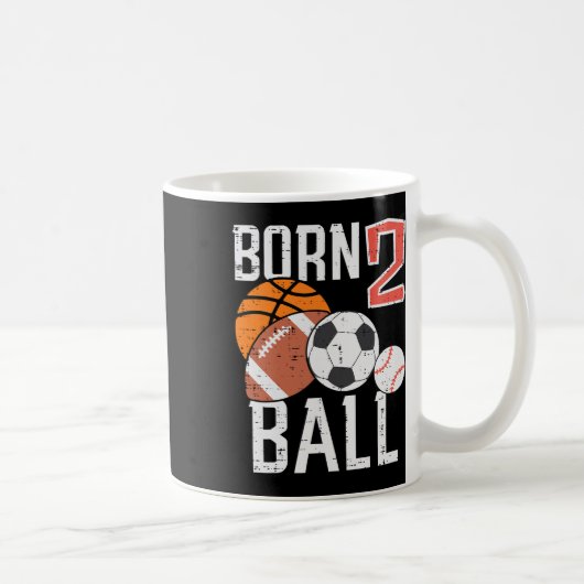 Born Basketball Football 2nd Birthday Toddler Boy  コーヒーマグカップ (右)