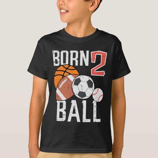 Born Basketball Football 2nd Birthday Toddler Boy Tシャツ (正面)