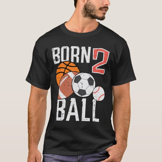 Born Basketball Football 2nd Birthday Toddler Boy  Tシャツ (正面)