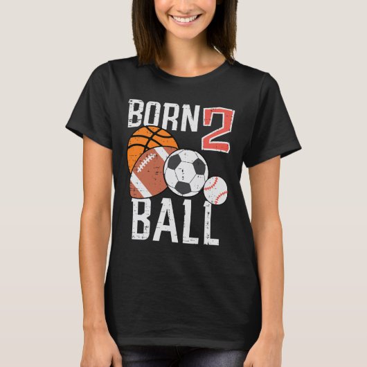 Born Basketball Football 2nd Birthday Toddler Boy  Tシャツ (正面)