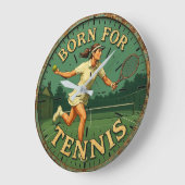Born for  tennis  ラージ壁時計 (傾斜)