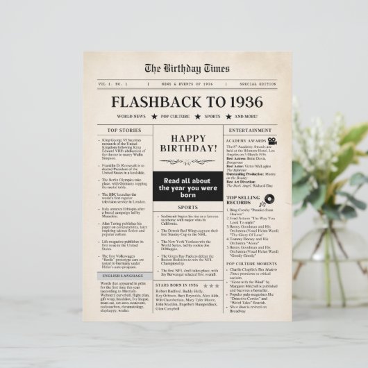 Born in 1936 Mock Newspaper sepia (スタンド正面)