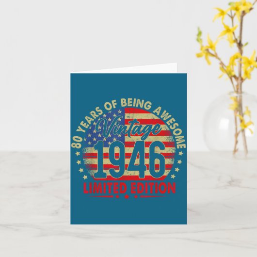 Born In 1946 Limited Edition 80th Birthday 80 Year カード (黄色い花)