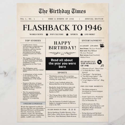 Born in 1946 Mock Newspaper sepia (正面)