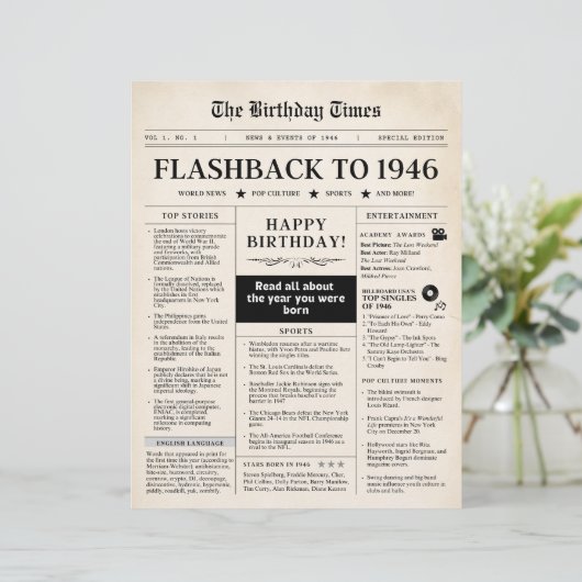 Born in 1946 Mock Newspaper sepia (スタンド正面)