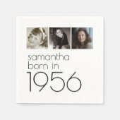 Born in 1956 3 Photos 70th Birthday Party スタンダードカクテルナプキン (正面)