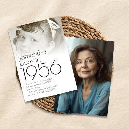 Born in 1956 Overlay 2 Photos 70th Birthday Party 招待状