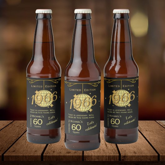 Born in 1966 60th birthday party beer Label Set ビールラベル