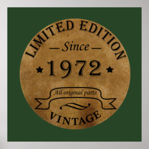 born in 1972 vintage birthday ポスター