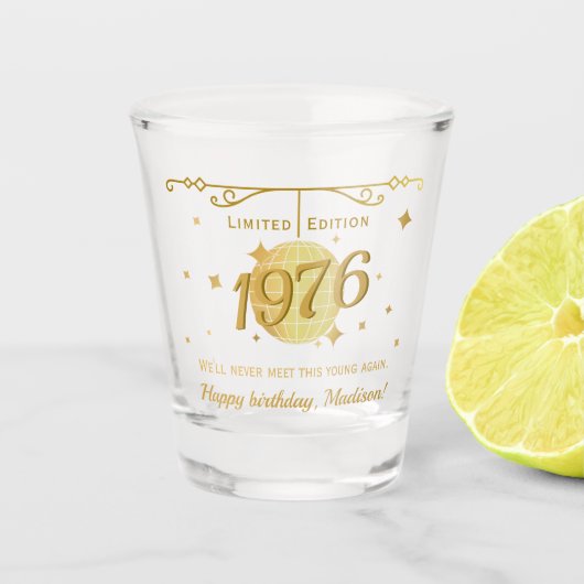 Born in 1976 50th birthday party drinks barware ショットグラス (正面)