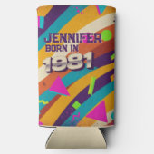 Born in 1981 - Retro 80s Neon Geometric Name スリム缶クーラー (裏面)