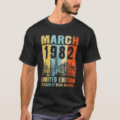Born In 1982 - 40Th Bday Limited Edition Retro Mar Tシャツ (正面)