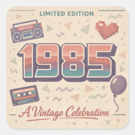 Born in 1985 Retro Sticker | Vintage 80s Nostalgia スクエアシール