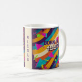 Born in 1987 Personalized Mug - 80s Neon Geometric コーヒーマグカップ (正面右)