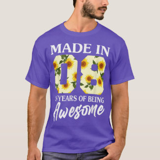 Born in 2008 14 Year Old 14th Birthday Girls Teens Tシャツ