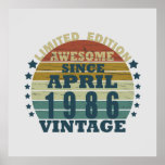 born in april 1986 vintage birthday ポスター<br><div class="desc">You can add some originality to your wardrobe with this original 1986 vintage sunset retro-looking birthday design with awesome colors and typography font lettering, is a great gift idea for men, women, husband, wife girlfriend, and a boyfriend who will love this one-of-a-kind artwork. The best amazing and funny holiday present...</div>