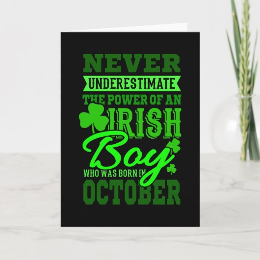 BORN IN OCTOBER Birthday Irish Boy Men Dad カード (正面)