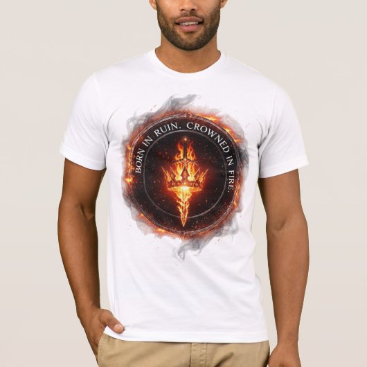 Born in Ruin Crowned in Fire – Dark Fantasy Anime  Tシャツ (正面)