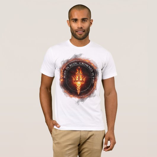 Born in Ruin Crowned in Fire – Dark Fantasy Anime  Tシャツ (正面フル)