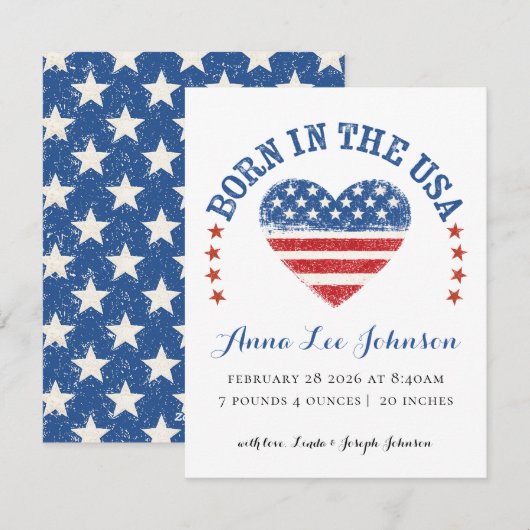 Born in the USA Birth Announcement シーズンカード (正面/裏面)
