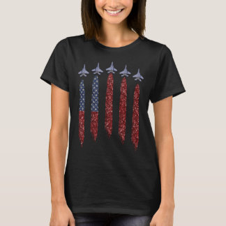 Born In The Usa Eagle Usa Flag Airplane 4Th Of Jul Tシャツ