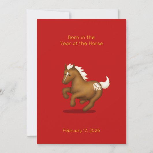 "Born in the Year of the Horse" Baby Announcement (正面)