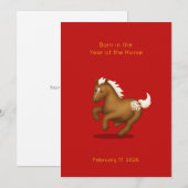 "Born in the Year of the Horse" Baby Announcement (正面/裏面)