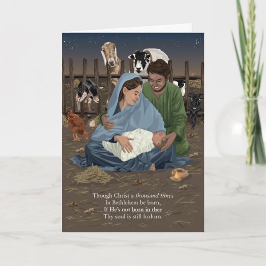 Born in Thee Nativity Christmas Card カード (正面)