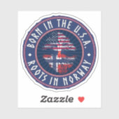"Born in USA · Roots in Norway" in Blue シール (シート)