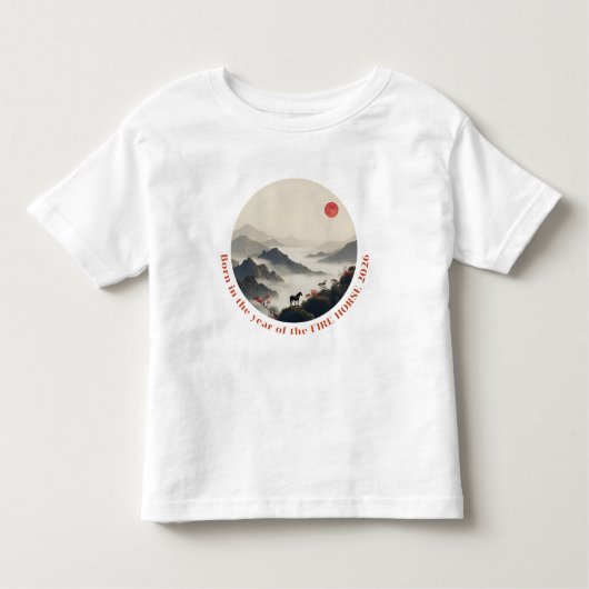 Born in Year of the Horse 2026 Chinese Mountain  トドラーTシャツ (正面)