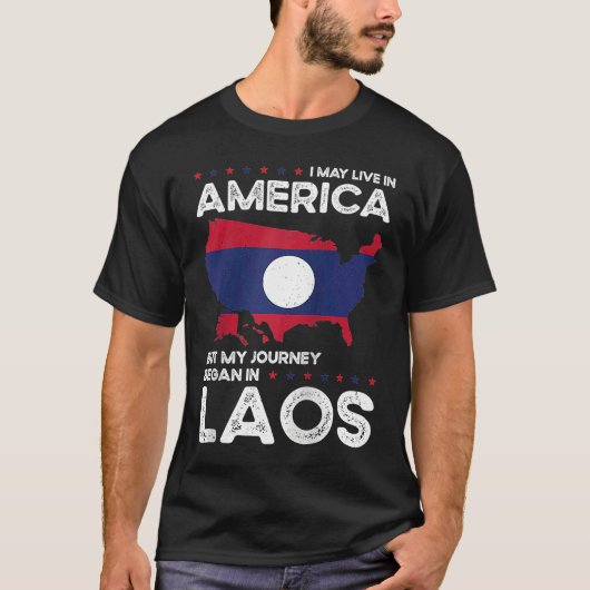 Born Laotian Laos American USA Citizenship Raglan  Tシャツ (正面)