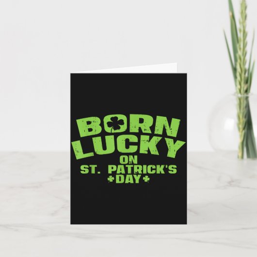 Born Lucky On St Patricks Day Shirt Birthday Boy G カード (正面)