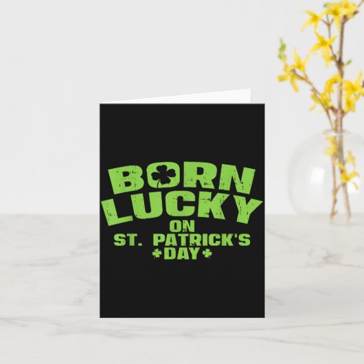 Born Lucky On St Patricks Day Shirt Birthday Boy G カード (黄色い花)