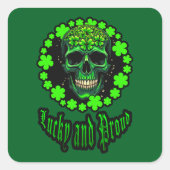 Born Lucky Skull St Patrick’s Day - Autocolante スクエアシール (正面)